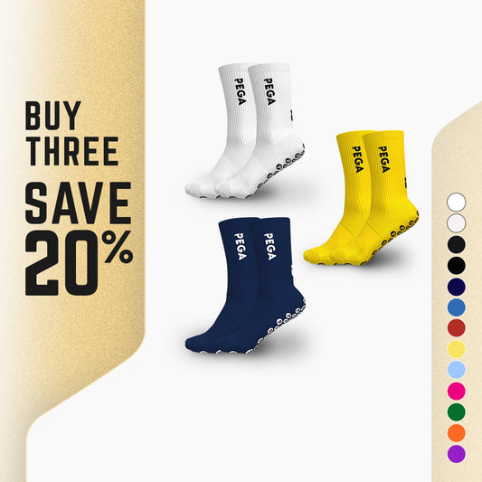 Grip Socks (Crew) 3 Pack Bundle